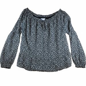 Hollister Floral Off-The-Shoulder Babydoll Top Flounce Ruffle Hem M Boho